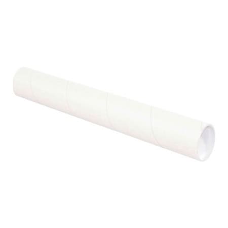 The Packaging Wholesalers Mailing Tubes With Caps, 3" Dia. x 30"L, 0.07" Thick, White, 24/Pack P3030W